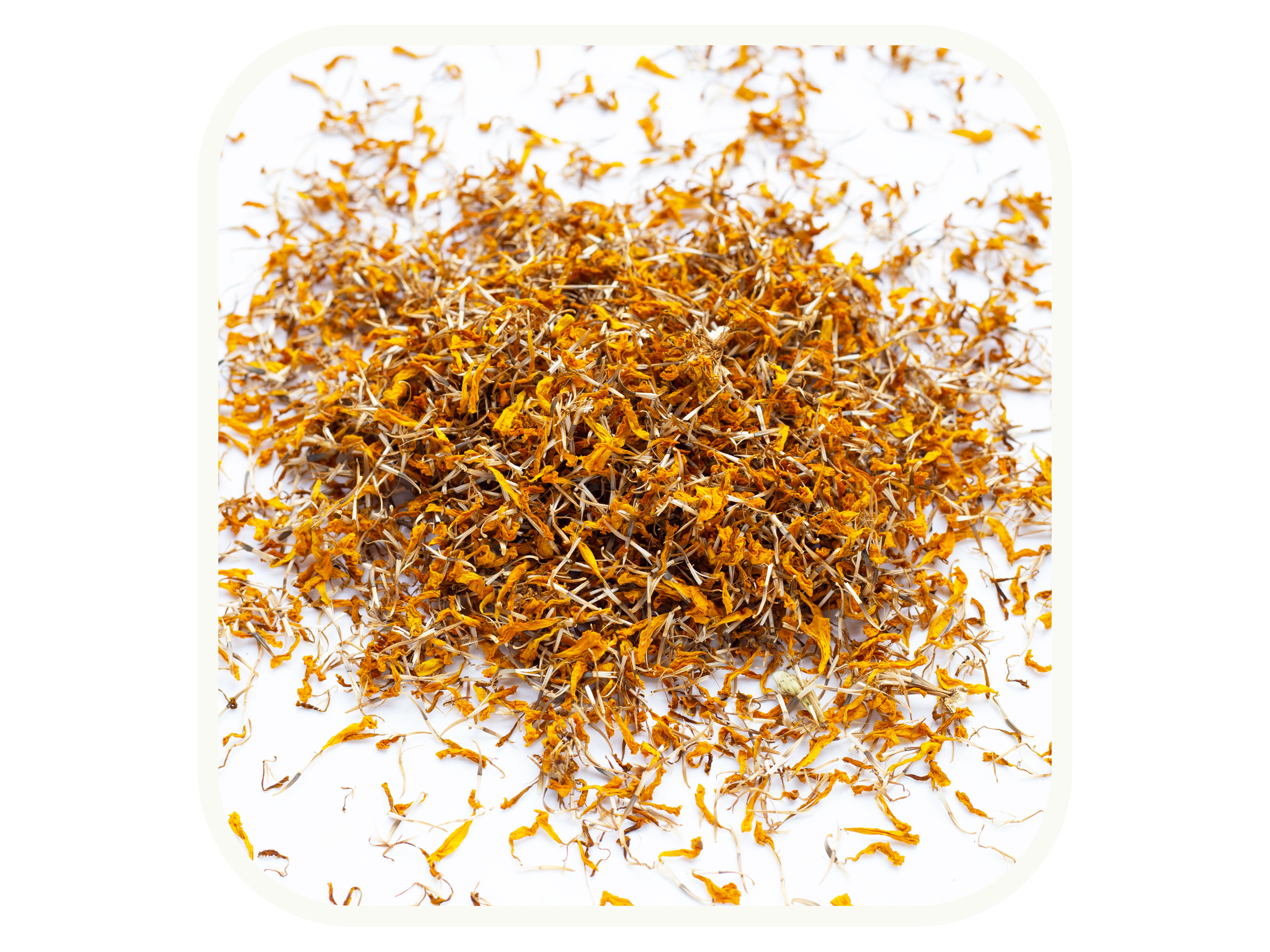 Pile of dried marigold petals 